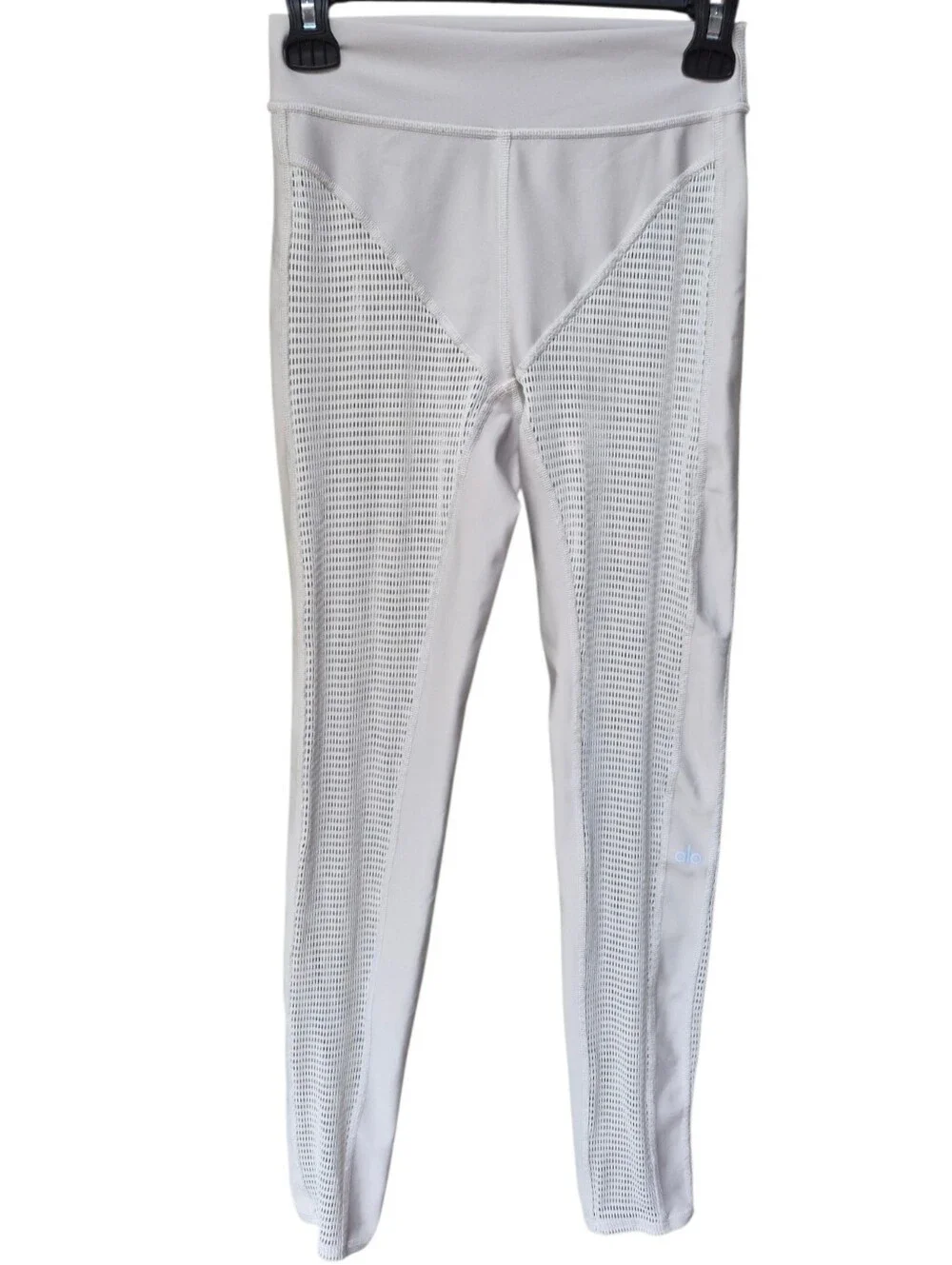Alo Yoga High Waist Mesh Paneled Leggings Off White Bone Size S